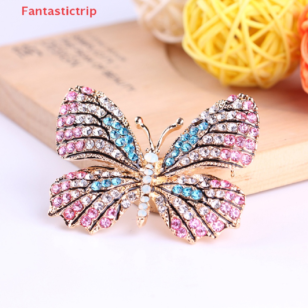 Ghim Cài Áo Hình Bướm Đính Đá Pha Lê Thanh Lịch Thời Trang Cho Nữ