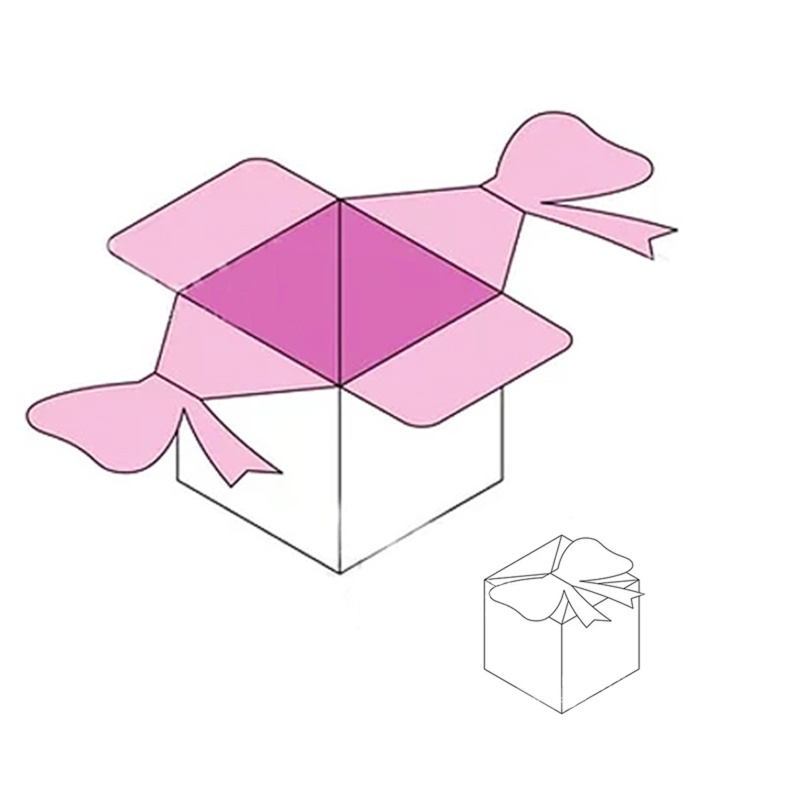 Khuôn Cắt Giấy Kim Loại Hình Hộp Kẹo Thắt Nơ 3D