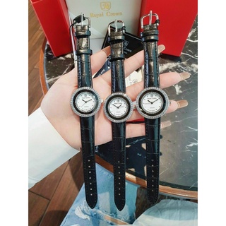Đồng hồ nữ ROYAL CROW dây da mặt đính đá thời thượng hot trend thời trang giới trẻ, chống nước , bảo hành 12 tháng