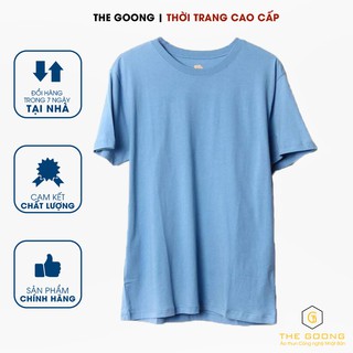 Áo Phông Trơn Nam TheGoong Cổ Tròn, Áo Thun Trơn Basic Cotton Cao Cấp Hàng Hiệu Không Cổ Thoáng Mát Tay Ngắn Màu X Biển