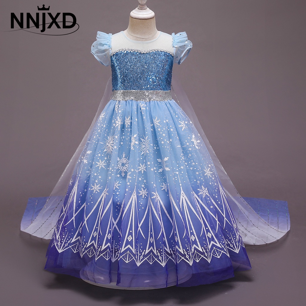 Đầm hóa trang thành công chúa Elsa NNJXD đính kim sa lấp lánh dành cho bé gái