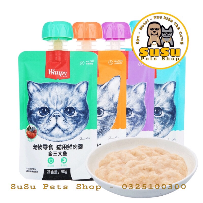 SÚP THƯỞNG WANPY NẮP VẶN 90G CHO MÈO- WANPY HAPPY 100