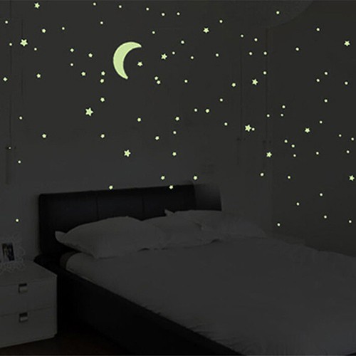 200Pcs Glow in The Dark 3D Stars Kid Baby Bedroom Home Wall Sticker DIY Decor