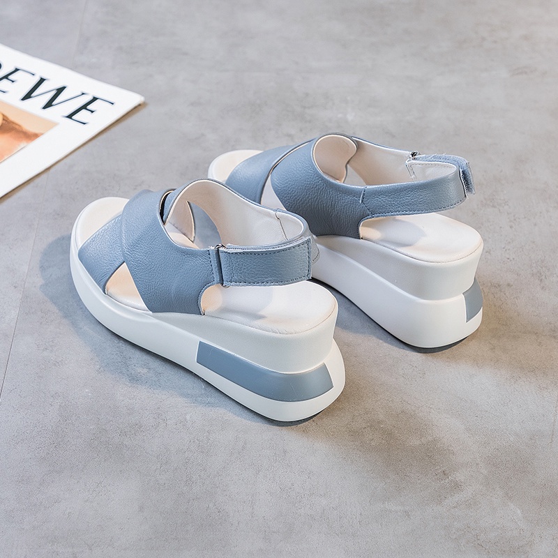 Giày Sandal Cao Gót 7C Quai Dán Đế Xuồng Mềm Thời Trang Mùa Hè 2022 Cho Nữ