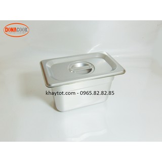 KHAY INOX TOPPING TRÀ SỮA 1/9-100MM( CÓ NẮP)