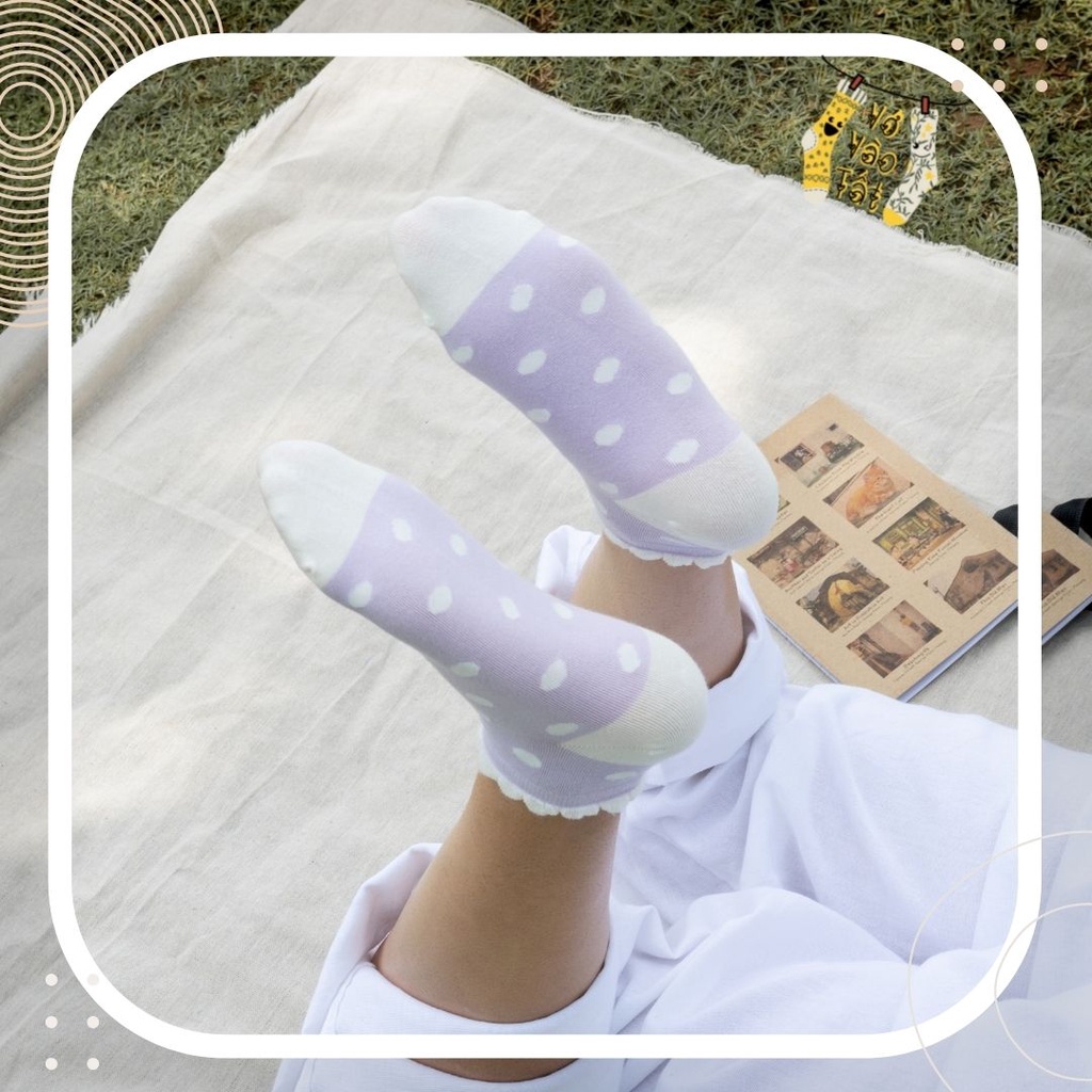 TẤT VỚ GẤU NỮ CỔ NGẮN TÍM PASTEL NHẠT