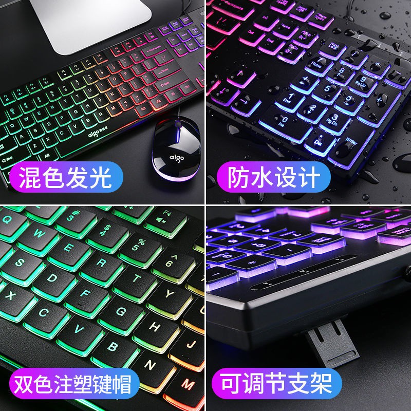 Bộ Bàn Phím Cơ Và Chuột Chơi Game Có Dây Kết Nối Bluetooth Có Đèn Led Nền Phong Cách Punk