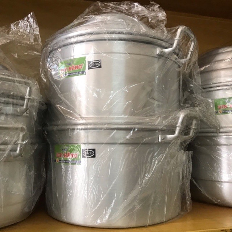 Chỏ xôi nhôm+ vỉ hấp KIM HẰNG chính hãng size 34cm 36cm