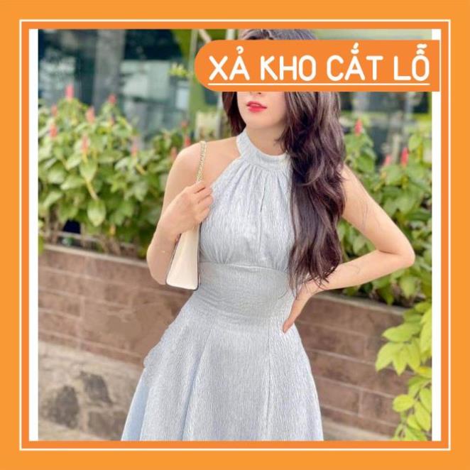 [Quần Áo Hot] Đầm dự tiệc cổ yếm vải thanh gỗ siêu hot 2021 | BigBuy360 - bigbuy360.vn
