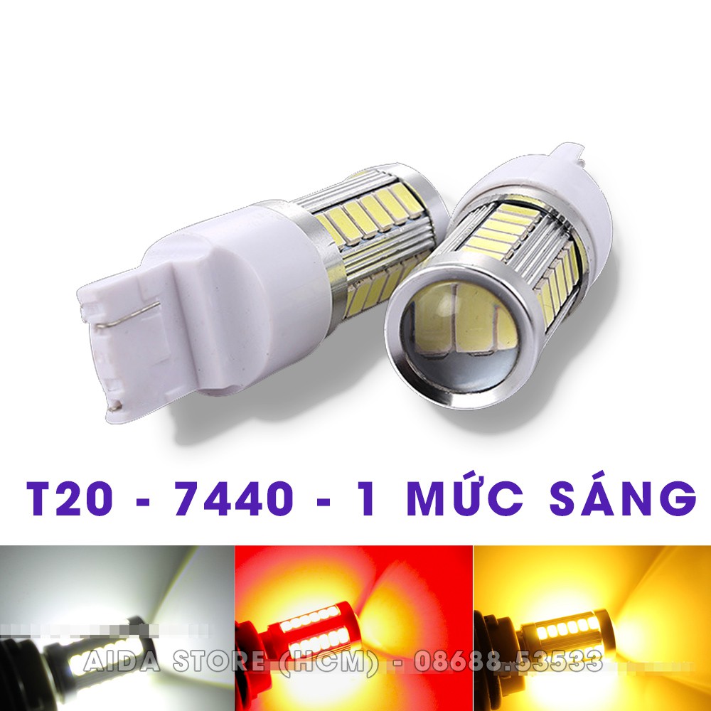 01 bóng đèn lùi, xi nhan ô tô T20 7440 LED 5630 thấu kính