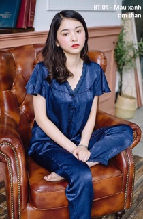 Bộ ngủ lụa satin tay cánh tiên