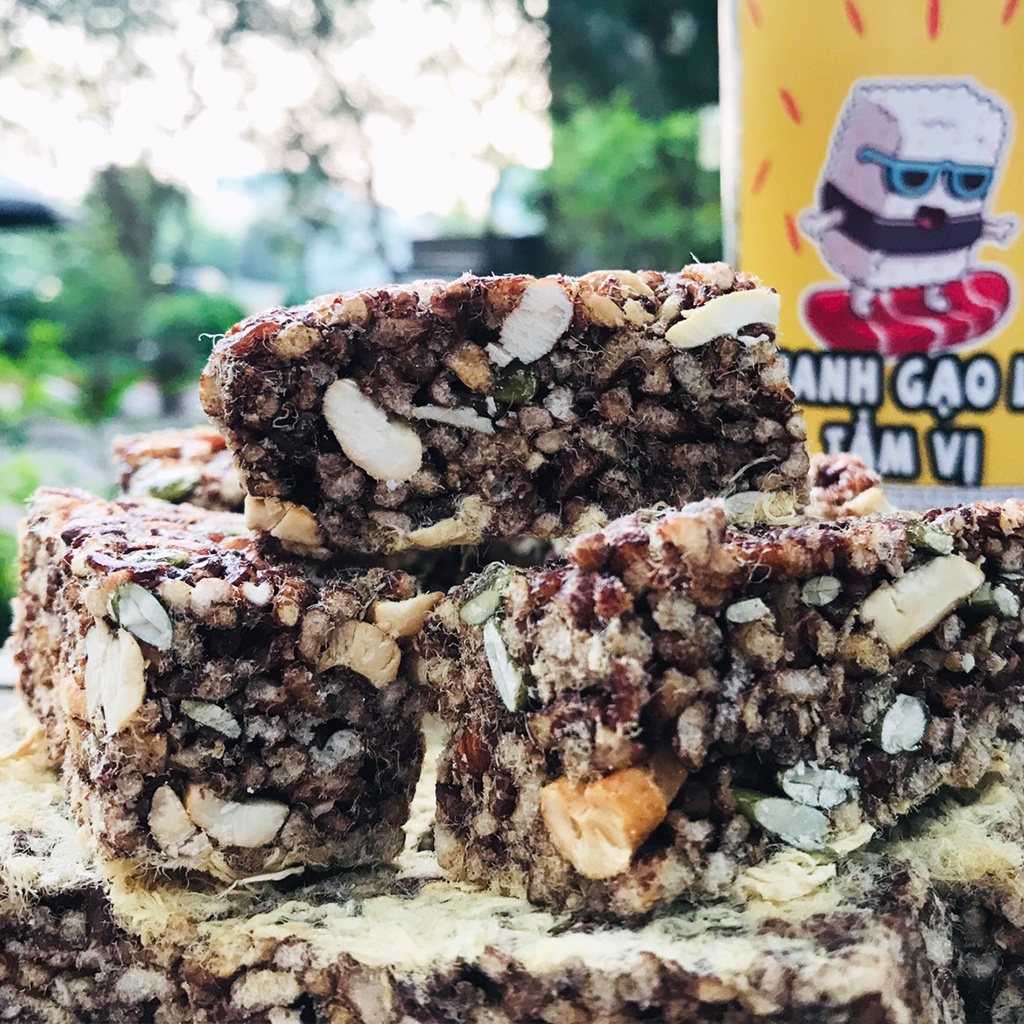 Thanh gạo lứt chà bông mix hạt, thanh gạo lứt mix hạt dinh dưỡng hũ 270g đồ ăn vặt Hà My