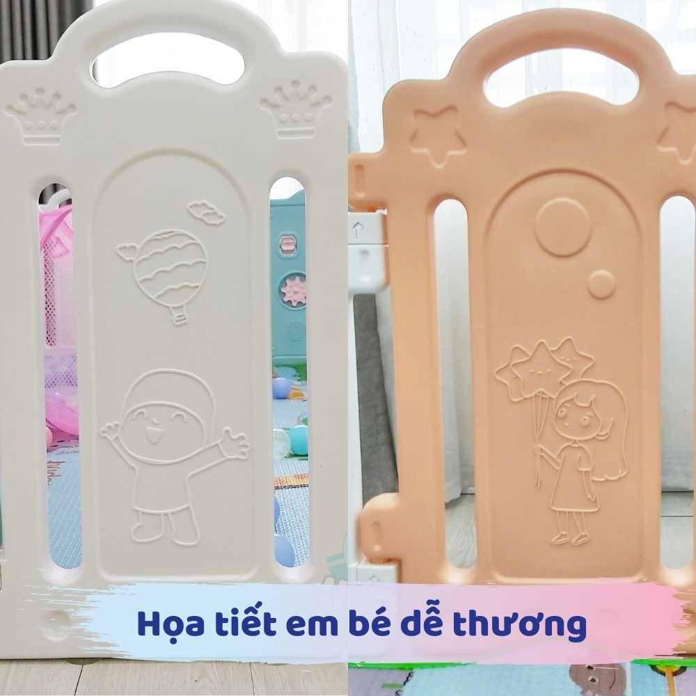 Quây Cũi Bằng Nhựa Cho Bé Baby Holla - Quây nhựa Holla Em Bé Fullset - Tặng bóng, thảm, giỏ đựng - Tháo lắp