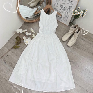 ĐẦM MAXI TRẮNG DÂY ĐAN CHÉO LƯNG