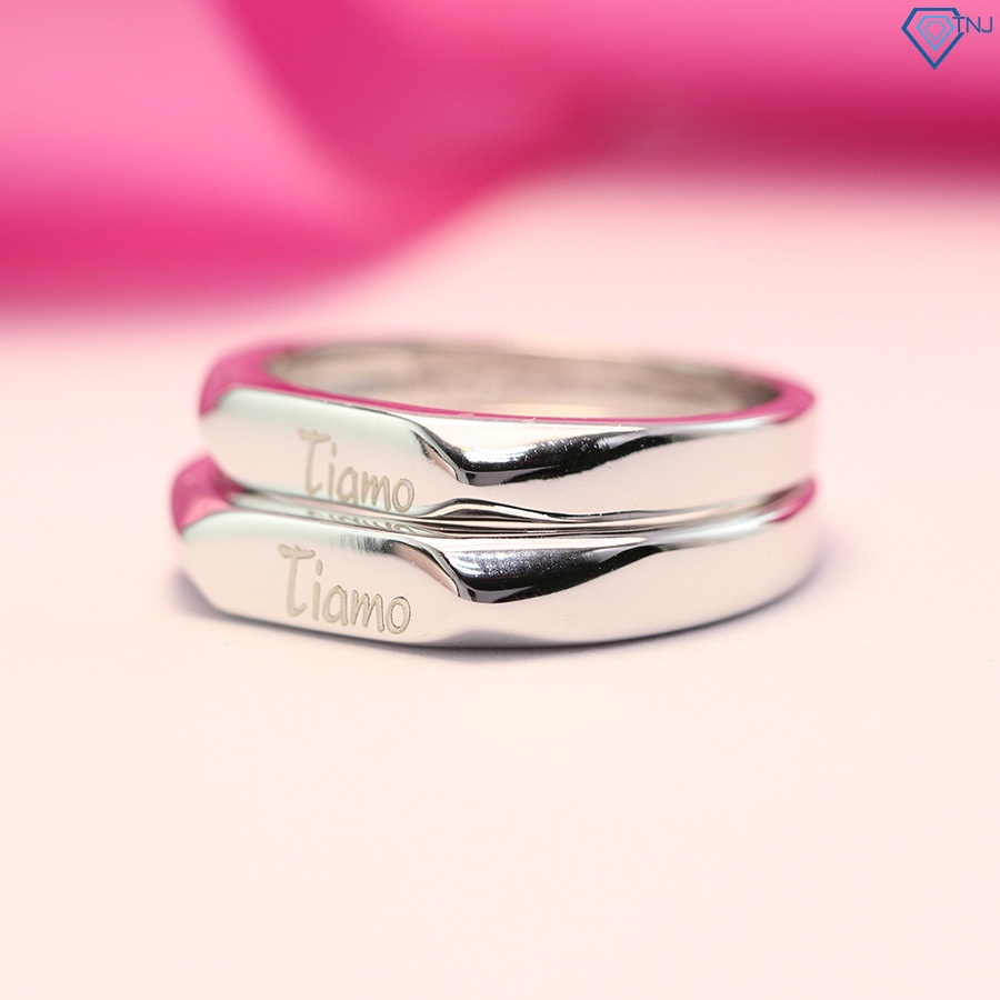 Nhẫn bạc đôi Tiamo trơn khắc tên theo yêu cầu ND0344 Trang Sức TNJ