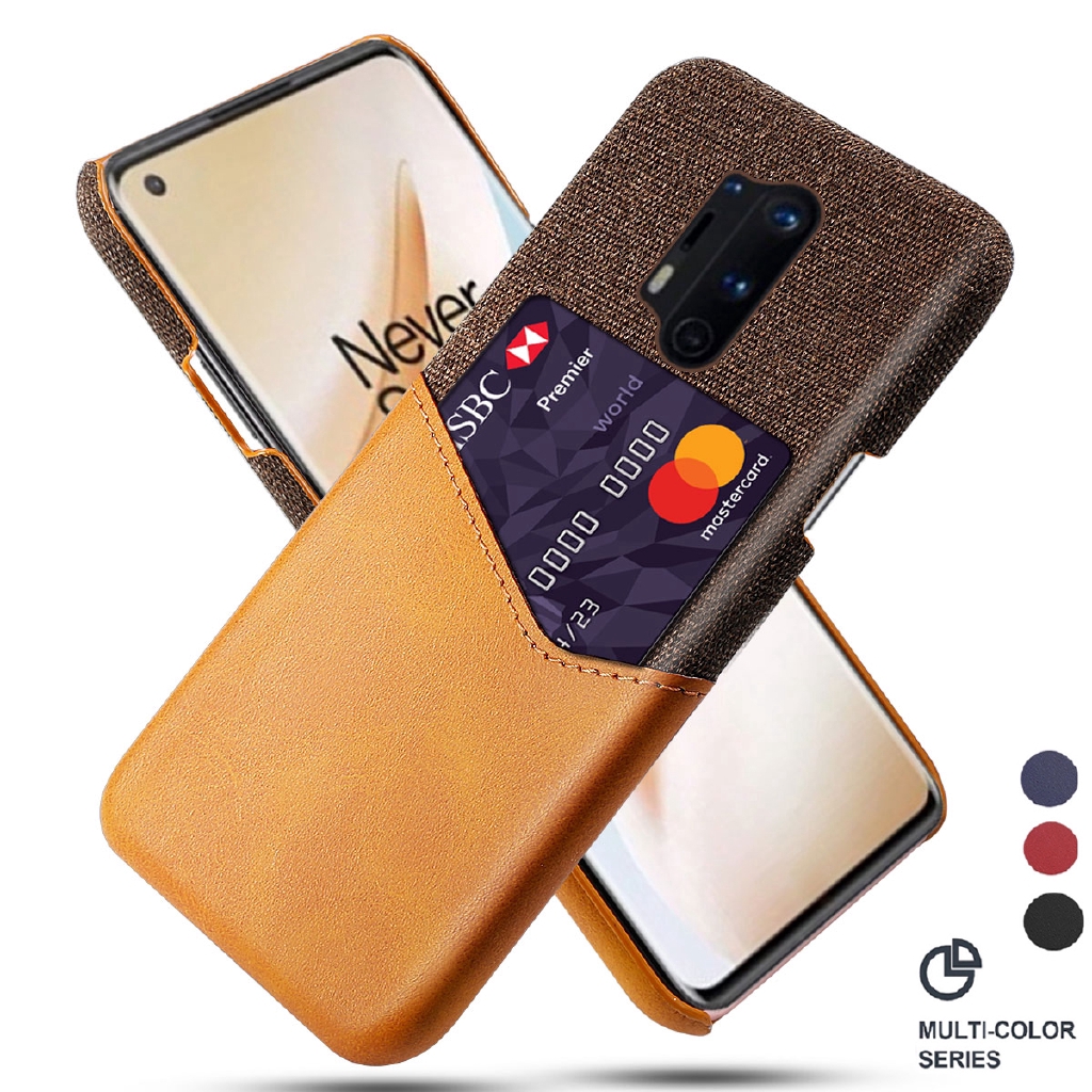 OnePlus 8 Pro OnePlus 8 Case Luxury Leather Fabric Card Slot Shockproof Business Wallet Cover