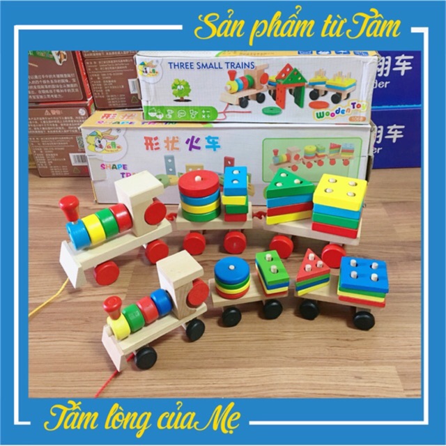 Đoàn Tàu Hỏa Thả Hình Bằng Gỗ - Đồ Chơi Phát Triển Trí Tuệ - Chôm Kids