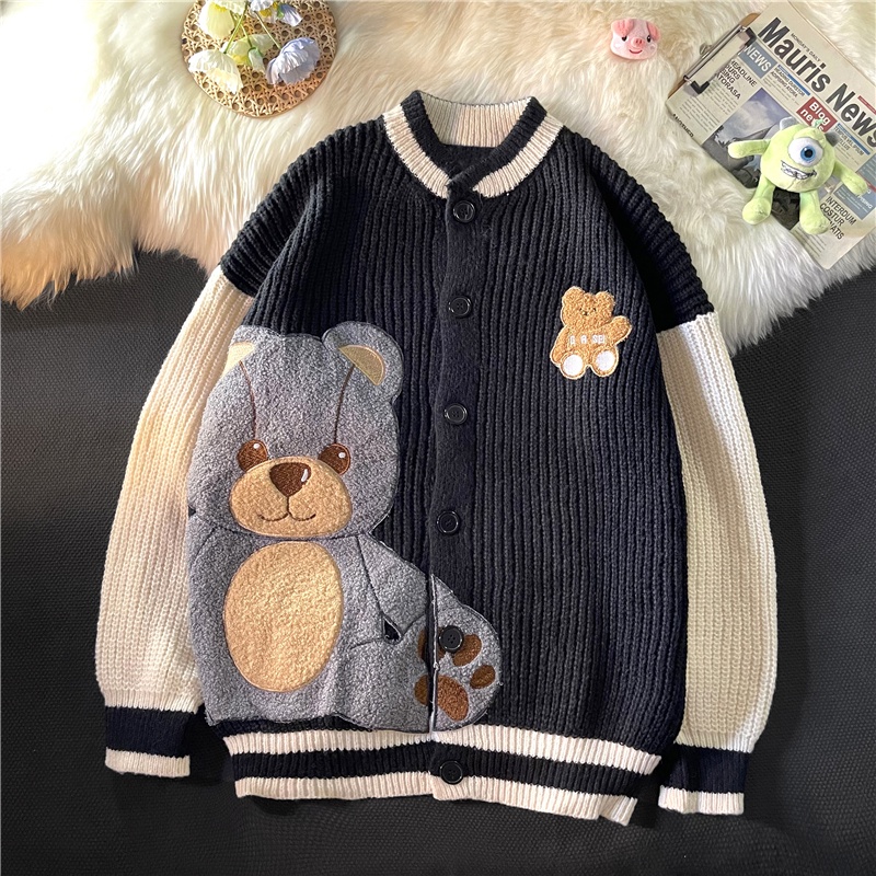 Áo khoác len dáng rộng màu sắc thời trang thu đông phong cách Hàn Quốc cho nam