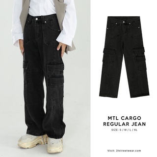 Quần Cargo Jean Ống Xuông Màu Đen Wash | Cargo Washed Regular Jean  | 3T Streetwear