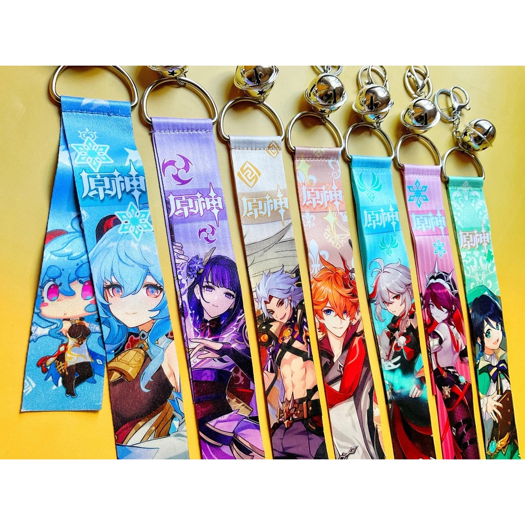 Móc khóa Genshin Impact dây vải kèm chuông đủ nhân vật Yae Miko Kazuha Zhongli Xiao Keqing Ei Shogun -  GSK148