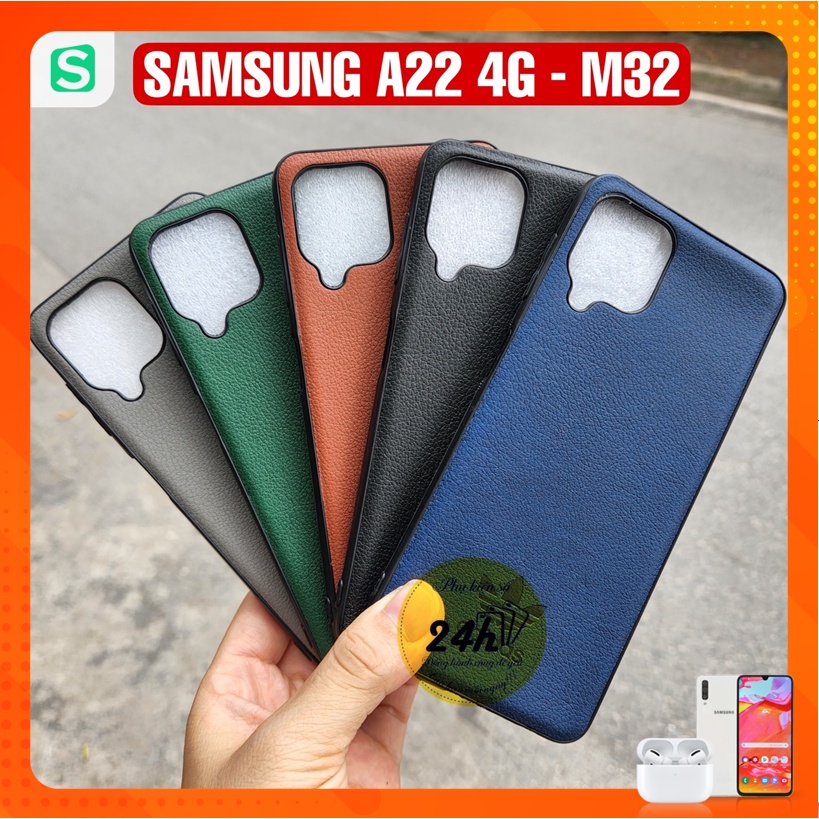 Ốp lưng Samsung A22 4G M32 nhựa dẻo giả da họa tiết logo siêu đẹp ốp A22 4G M32 - Phukienso24h
