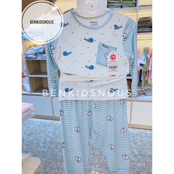 (XẢ KHO AVALER) Bộ cài vai Avaler vải sợi tre siêu mát cho bé trai/bé gái từ 3 tháng đến 3 tuổi