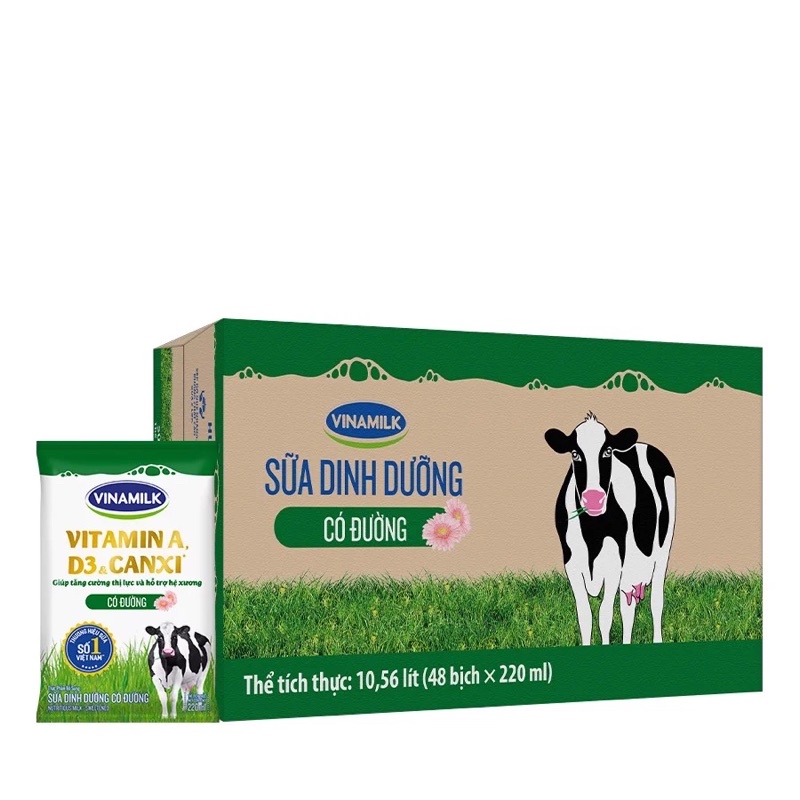 Thùng 48 bịch sữa dinh dưỡng Vinamilk 220ml