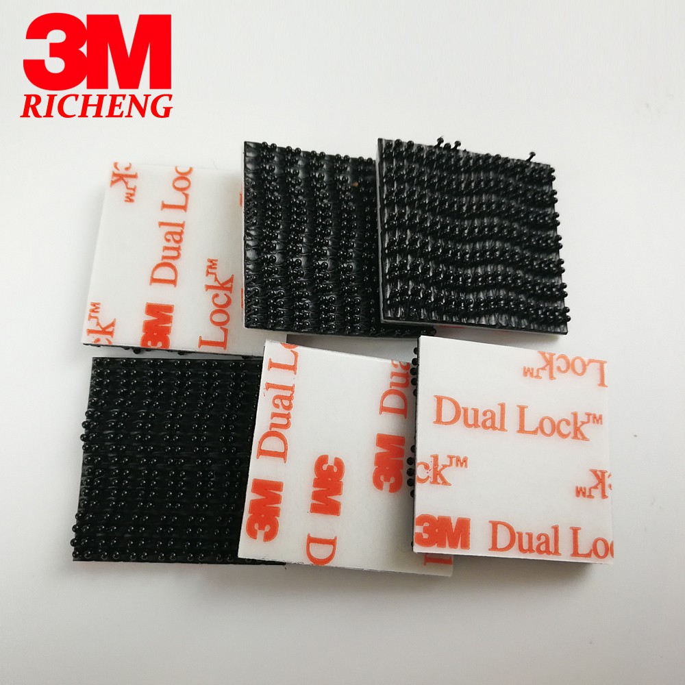 Bộ 10 miếng (5 cặp) băng keo khóa kép 3M dual lock tiện dụng siêu bám dính hình vuông 1in x 1in