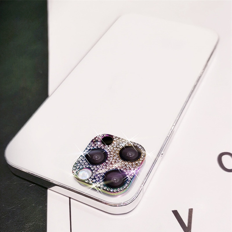 Ốp Điện Thoại Đính Đá Lấp Lánh Bảo Vệ Ống Kính Máy Ảnh Cho iPhone 13 12 11 14 Pro Max 12 13 Mini 14Pro