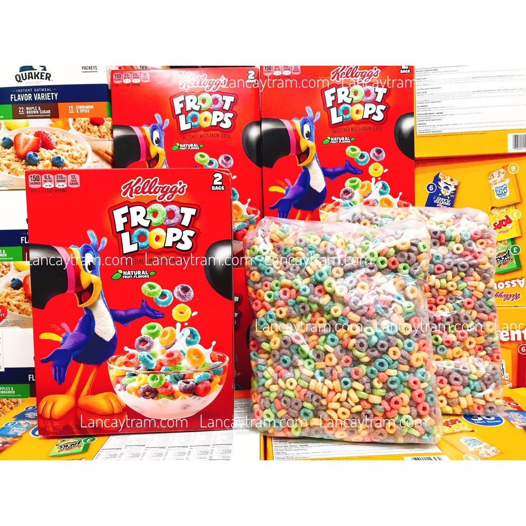 Combo 12 bịch Ngũ Cốc Ăn Sáng Kellogg's Froot Loops Gói 15G