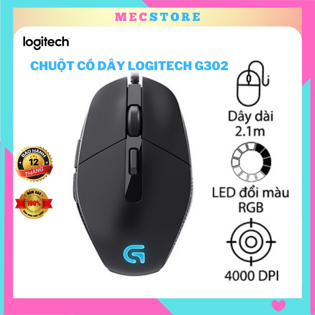 Chuột máy tính laptop có dây gaming giá rẻ LOGITECH G302 chính hãng Bảo hành 12 tháng