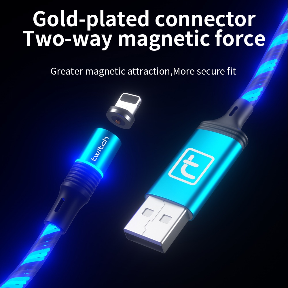 Dây Cáp Sạc Nhanh Micro USB Type C Có Đèn LED Xoay 360 Độ Cho iPhone Android
