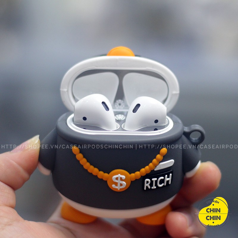 Vỏ Ốp Airpod Đựng Tai Nghe Airpods 1 2 Pro Vịt Hip Hop Dễ Thương Chất Liệu Silicon Chống Va Đập - Chinchin Case