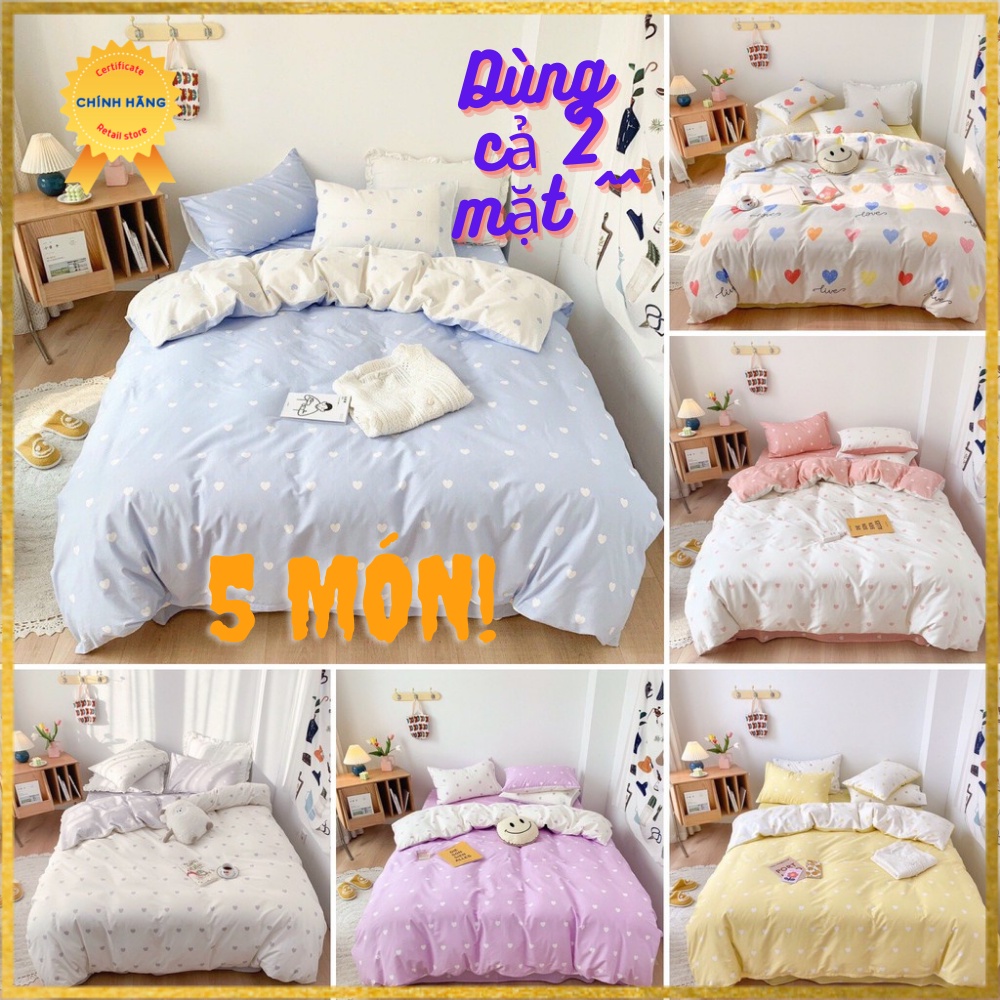 [NHẬP KHẨU HÀN] Bán giá lỗ xin đánh giá - BỘ CHĂN GA GỐI COTTON POLY TIM 2 MẶT CAO CẤP - FULLSIZE - CÓ MÃ FREESHIP