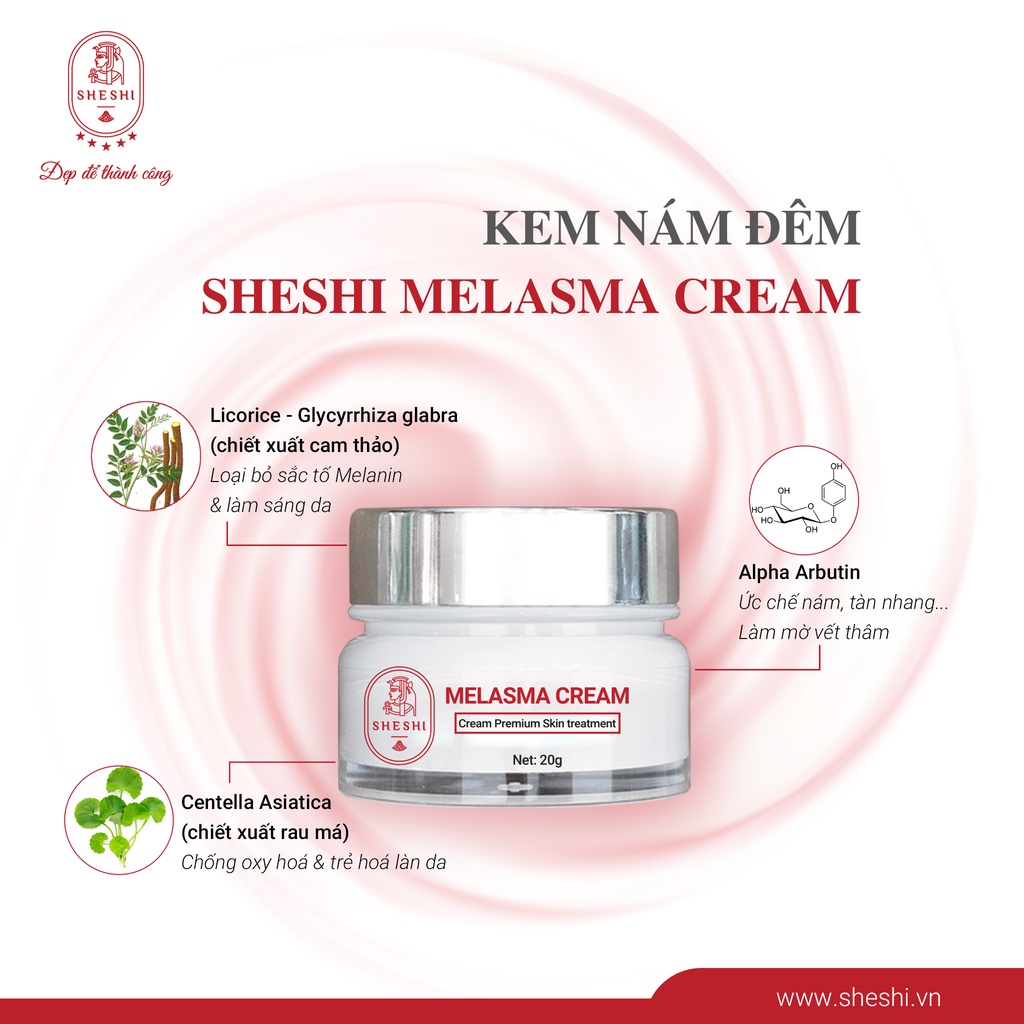 Kem nám đêm SHESHI - Melasma Cream chính hãng,dưỡng ẩm,trắng da,tàn nhang,nâng tone,cấp ẩm,không cồn, thiên nhiên