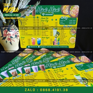 Menu chống thấm nước - a4