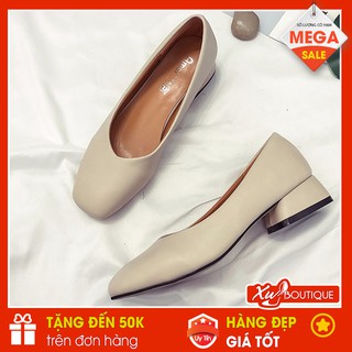 Giày cao gót nữ baly mũi vuông dáng công sở gót cao 3cm - chất da mờ êm mềm cg284