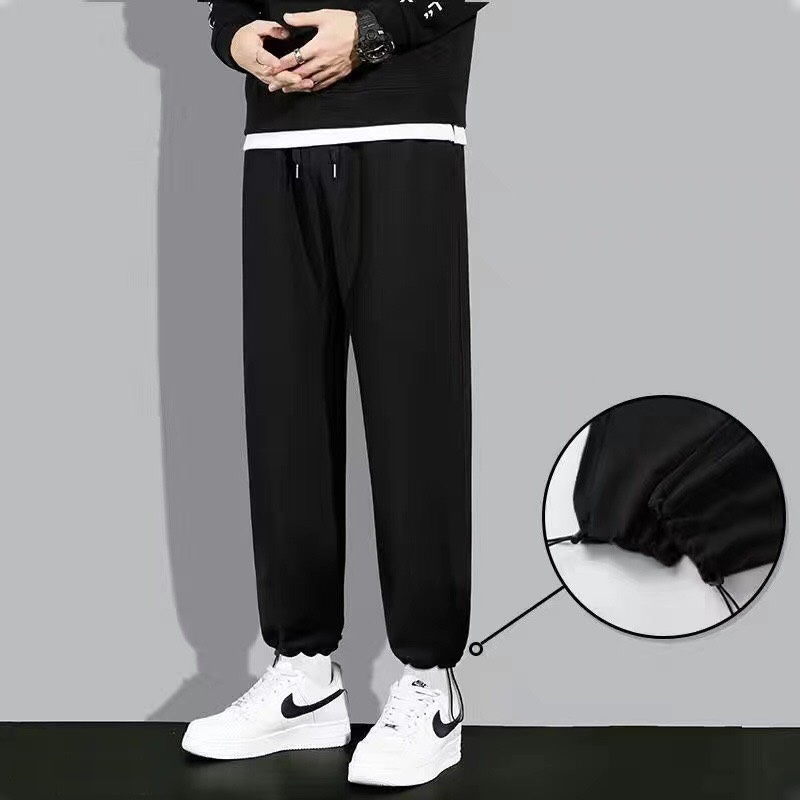 Quần jogger nam trơn ống rộng basic dây rút bo chun ở gấu vải nỉ cotton cao cấp ROMAN QT03