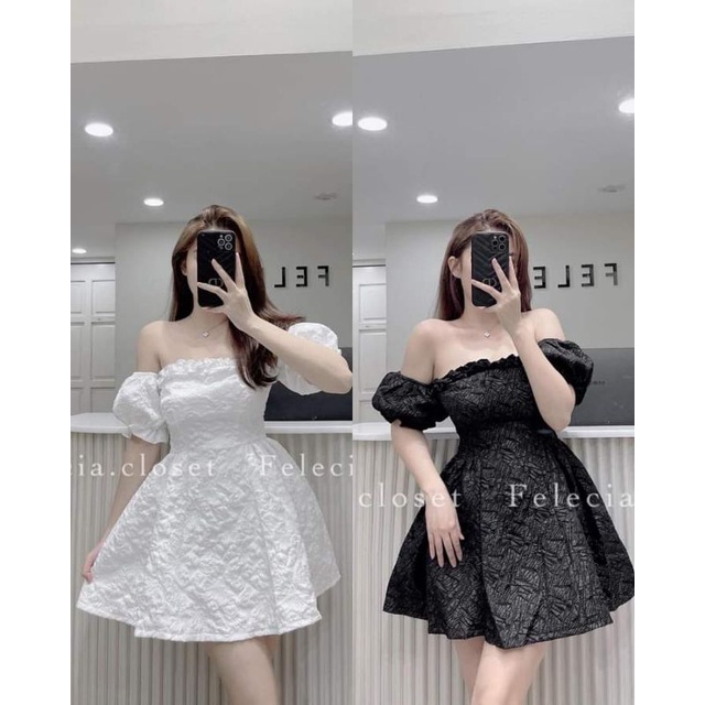 💢💢Váy trễ vai gấm xòe bánh bèo cực sang chảnh ❤❤❤