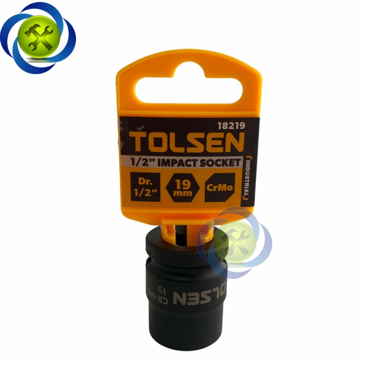 Tuýp 19mm 1/2 đen ngắn Tolsen 18219 loại 6 cạnh thép CR-MO