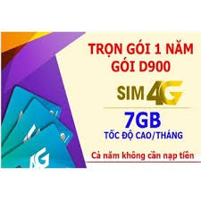 (SIÊU GIẢM GIÁ)  Sim Dcom 4G Viettel D900 trọn gói 7GB/tháng miễn phí 1 năm K