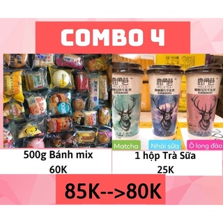Combo 500gr bánh mix 60k vs 1 hộp trà sữa