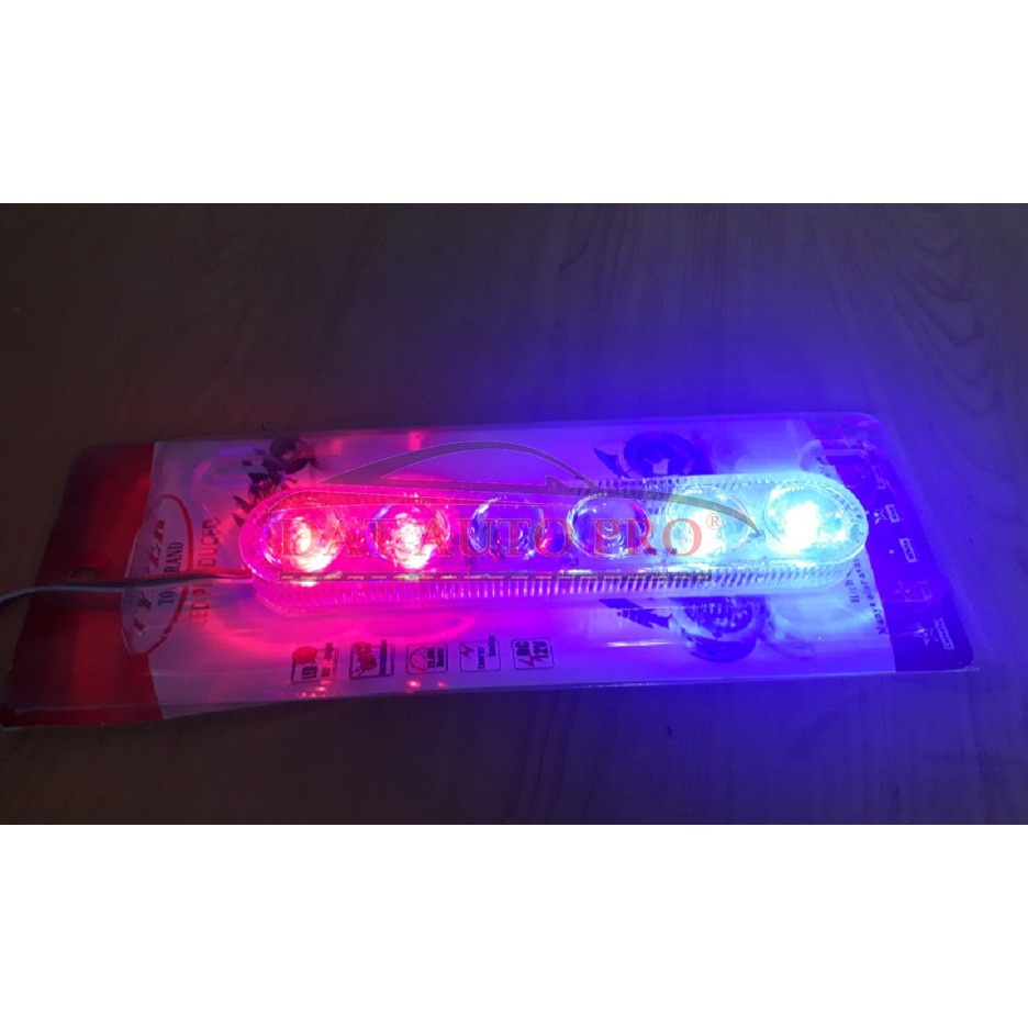 Bộ Đèn 6 led nhấp nháy kiểu police 3 màu dùng cho oto,xe máy.