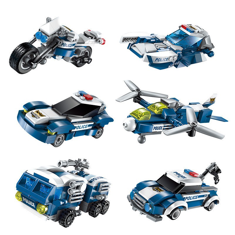 Đồ chơi Lego Robot LR577 Người Máy Biến Hình, Lắp ráp Lego Xe Cảnh Sát, Máy bay
