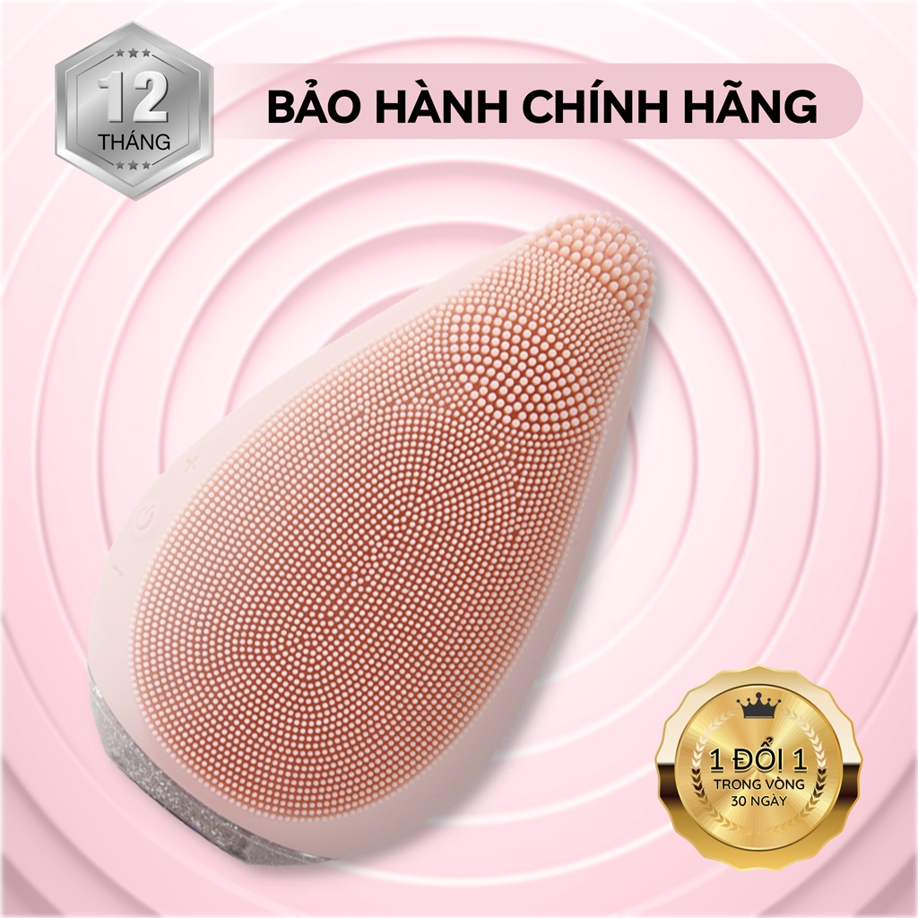 Máy rửa mặt mini cầm tay Crenot Nia P5 silicone siêu mềm sóng âm rửa sạch sâu lỗ chân lông thiết kế công thái học