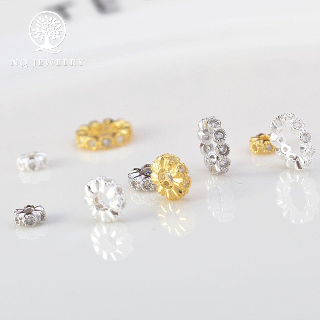 Charm bạc vách ngăn hạt đính đá trang trí - NQ Jewelry