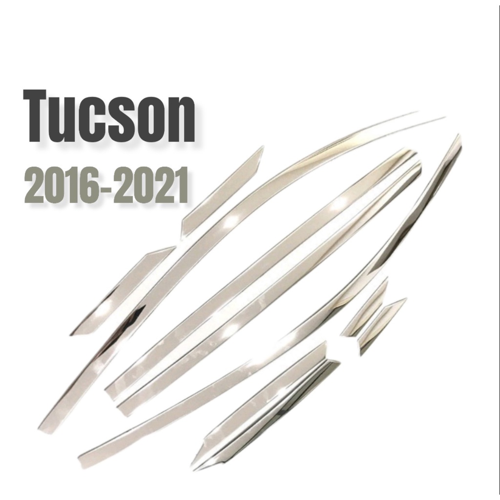 Nẹp viền cong kính xe Tucson 2016 2017 2018 2019 2020 2021 chất liệu Inox cao cấp