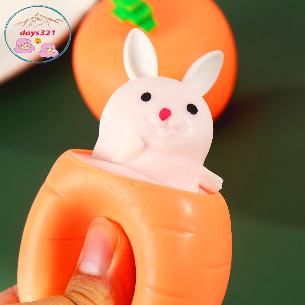 BÉ THỎ TRỐN TRONG CÀ RỐT Squishy  đồ chơi bóp tay Mochi mềm mịn dễ thương chân thực giảm stress co dãn đàn hồi ngộ nghĩn
