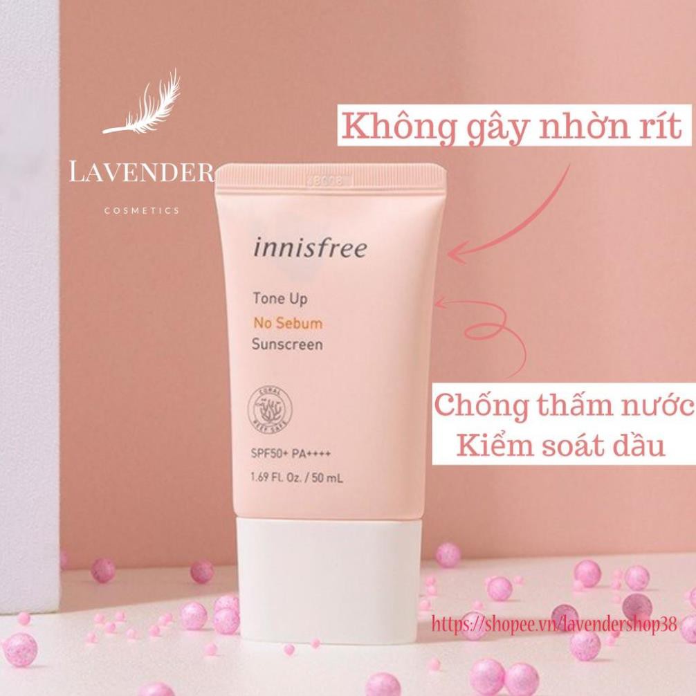 Kem Chống Nắng Innisfree Tone Up No Sebum Sunscreen SPF50+PA++++ 50ml (màu hồng)