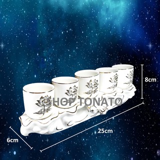 CHUNG BỘ 5 LY THỜ CÚNG 4405 CAO 8CM